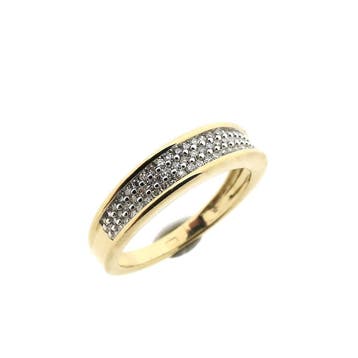 Gouden ring pavé gezet met diamanten; 0,38 ct., Gebruikt, Ophalen of Verzenden, Kleiner dan 17, Met edelsteen