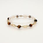 Armband - 14 karaat Geel goud - Tijgeroog, Sieraden, Tassen en Uiterlijk, Armbanden, Nieuw