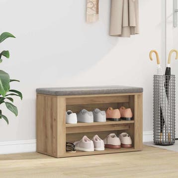 vidaXL Schoenenrek 75 x 35 x 45 cm Bewerkt hout, Verzenden, Nieuw