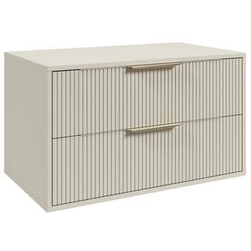 Wastafelkast Rimini 80 cm - Beige -  Badmeubel met Lades, Verzenden, Nieuw, Wastafelkast