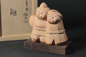 Wooden Hina Dolls from the “Fukutaro” Series by Tatsuma