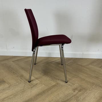 Eromes kantinestoel / stapelstoel, bordeaux - chroom, Ophalen of Verzenden, Gebruikt, Stof, Eén