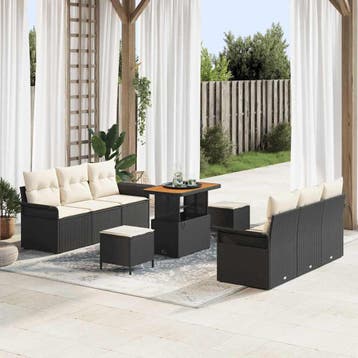 vidaXL Tuin Sofa Set 9 st 8-Aantal zitplaatsen Zwart en, Verzenden, Nieuw, Meer dan 8 zitplaatsen