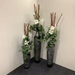 Complete sets van 3 vazen met kunstplant in een stenen vaas, Huis en Inrichting, Ophalen of Verzenden