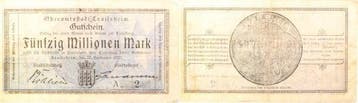 Duitsland 50 Millionen Mark Crailsheim 1923 Notgeld gebra..., Verzenden