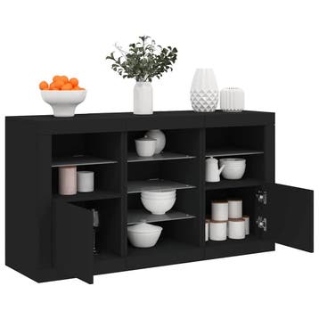 vidaXL Dressoir met LED-verlichting 123x37x67 cm zwart, Verzenden, Nieuw, Overige houtsoorten, Minder dan 50 cm