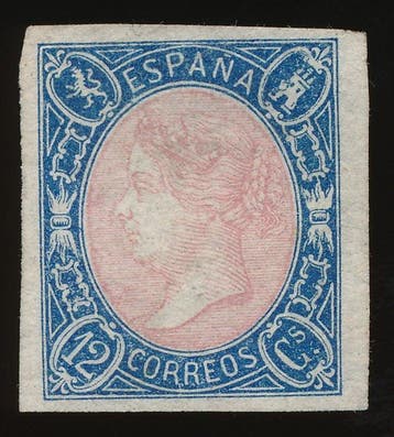 Spanje 1865 - Isabel II - EDIFIL - 70 - DOCE CUARTOS - AZUL, Gestempeld