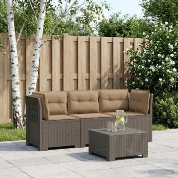 vidaXL 3-zits tuinbank met kussens in rattanlook PP, Verzenden, Nieuw