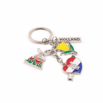 Sleutelhanger met Bedels Hartje Molen Tulp Zilverkleurig, Ophalen of Verzenden, Nieuw