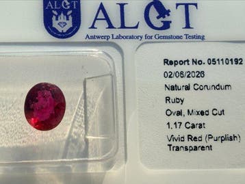 Rood Robijn - 1.17 ct - Antwerp Laboratory for Gemstone, Sieraden, Tassen en Uiterlijk, Nieuw