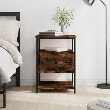 vidaXL Nachtkastje 40x42x56 cm bewerkt hout gerookt, Huis en Inrichting, Slaapkamer | Nachtkastjes, Minder dan 45 cm, Verzenden