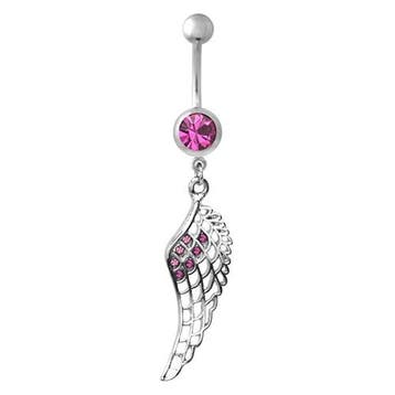 Fako Bijoux - Navelpiercing - Vleugel - Kristal - Roze, Verzenden, Nieuw