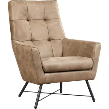 Leren fauteuil Proud - Kenia Taupe (taupe/bruin), Nieuw, Ophalen of Verzenden, 75 tot 100 cm, Industrieel, Modern