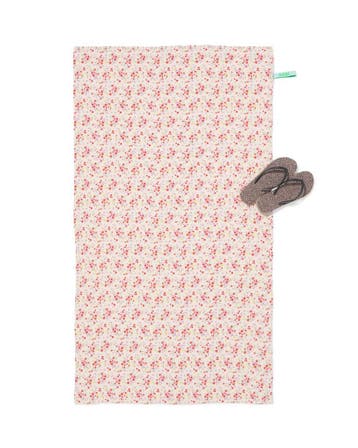 HEMA Kinderstrandlaken 80x140cm mousseline bloemen, Verzenden, Nieuw, Beige