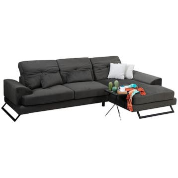 Evila Originals Frido Hoekbank Rechts Antraciet - Outlet -, 100 tot 125 cm, Hoekbank, 300 cm of meer, Ophalen of Verzenden