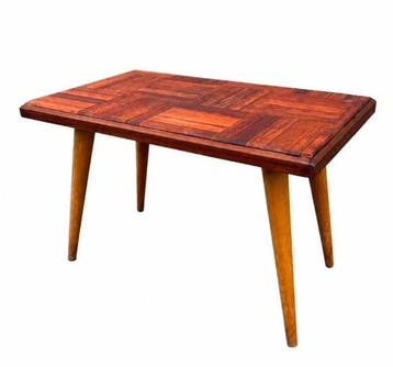 Bijzettafel - Hout - Vintage bijzettafeltje met geometrisch