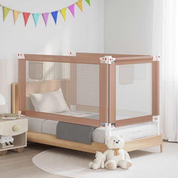 vidaXL Bedhekje peuter 140x25 cm stof taupe, Verzenden, Nieuw