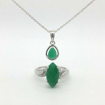 Zonder minimumprijs - 2-delige sieradenset Zilver - 4.18ct., Sieraden, Tassen en Uiterlijk