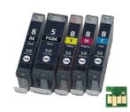 Complete set Canon PGI-5 en CLI-8 serie MET CHIP  NU € 6,50, Verzenden, Nieuw, Canon