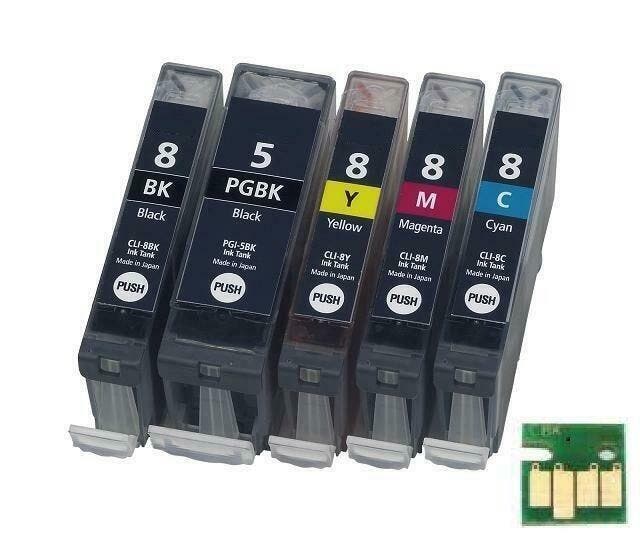 Complete set Canon PGI-5 en CLI-8 serie MET CHIP  NU € 6,50, Computers en Software, Printerbenodigdheden, Nieuw, Verzenden
