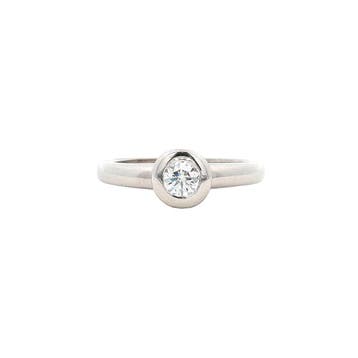 Witgouden solitair ring met diamant 18 karaat, Verzenden, Zo goed als nieuw, Goud