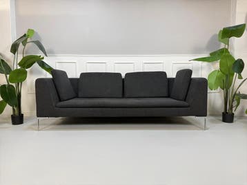 B&B Italia Charles Designbank Antraciet Stof, Driepersoons, Ophalen of Verzenden, Zo goed als nieuw, Rechte bank