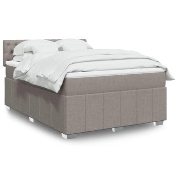 vidaXL Boxspring met matras stof taupe 140x200 cm, Verzenden, 140 cm, 200 cm, Stof
