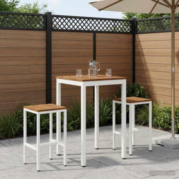 vidaXL Tuinbar Tafel Natuurlijk en Wit 60 x 60,5 x 105 cm, Verzenden, Nieuw