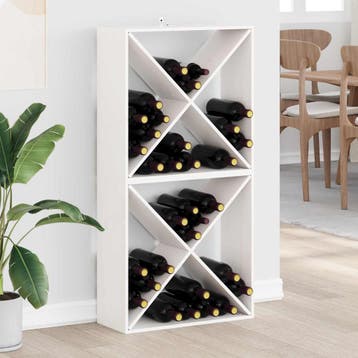 vidaXL Wijnrek 2 st Wit 62 x 25 x 62 cm Massief grenenhout, Verzenden, Nieuw