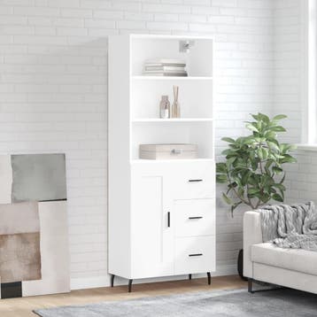 vidaXL buffetkast 69,5x34x180 cm bewerkt hout wit, Minder dan 50 cm, Verzenden, Nieuw, Minder dan 100 cm