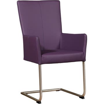 Leren eetkamerstoel Dry met armleuning - Toledo Aubergine, Huis en Inrichting, Stoelen, Overige kleuren, Nieuw, Leer, Ophalen of Verzenden