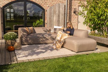 Lissabon Sunbrella (Sit & Heat) verwarmde hoekbank - Taupe, Verzenden, Nieuw, Overige materialen