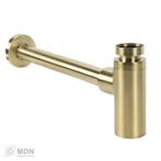 Luxe sifon 11/4 messing geborsteld goud met muurbuis en roz, Verzenden, Nieuw