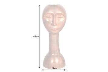 Handgemaakte vaas FACE 50cm koperlook antiek aluminium, Ophalen of Verzenden, Nieuw