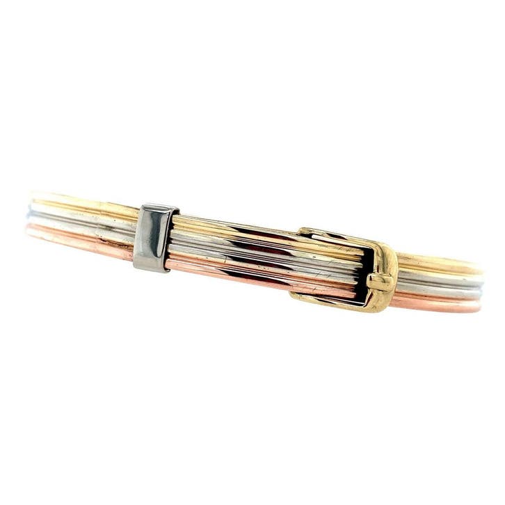 Tricolour vintage gouden bangle 14 krt, Sieraden, Tassen en Uiterlijk, Armbanden, Ophalen of Verzenden