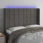 vidaXL Hoofdbord LED 147x16x118/128 cm fluweel donkergrijs, Verzenden, Nieuw, Grijs, Stof