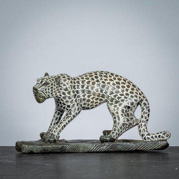 Sculptuuur voor buiten, Panter in sluiphouding - 180 mm -, Antiek en Kunst
