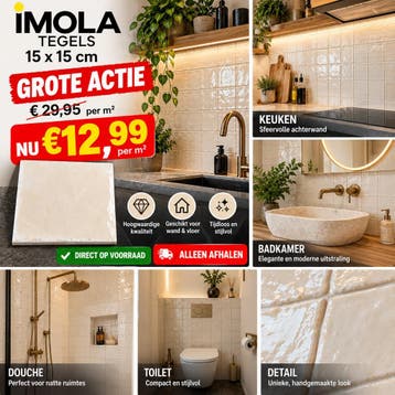 IMOLA TEGELS 15x15 CM – GROTE ACTIE €12,99/m², Ophalen, Nieuw