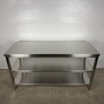RVS werktafel 160x60/70 cm | dubbel onderschap, Ophalen of Verzenden, Nieuw in verpakking, Meubilair