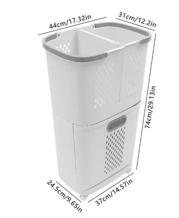 Rolbare wasmand met 3 bakken op wielen, compact design, Huis en Inrichting, Badkamer | Badkamermeubels, Verzenden, Nieuw