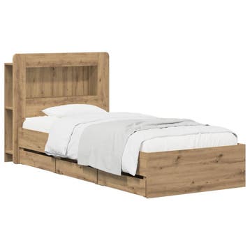 vidaXL Bedframe met opbergruimte en hoofdbord Artisanaal, Verzenden, Nieuw, Bruin, Hout