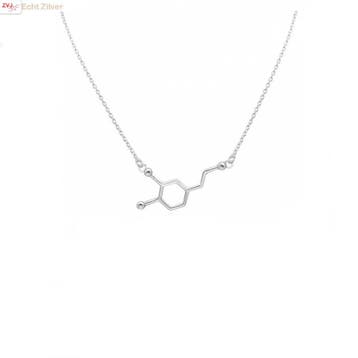 Zilveren dopamine molecule ketting, Verzenden, Nieuw, Zilver