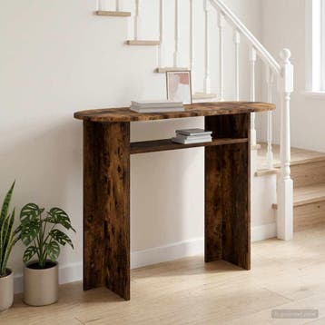 vidaXL Wandtafel Gerookt eiken 100 x 39,5 x 75 cm Bewerkt, Huis en Inrichting, Tafels | Salontafels, Verzenden, Nieuw, Overige houtsoorten