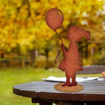 meisje met ballon | Figuur gemaakt van metaal roest patina |, Verzenden, Nieuw