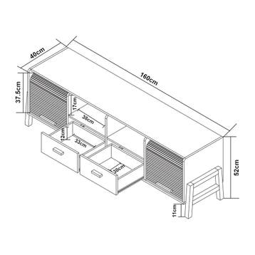 TV-meubel Kvaefjord 160x40x52 cm wit en grijs [en.casa], Verzenden, Nieuw