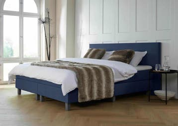 ACTIE! Boxspring Malaga 180 200 Blauw, 180 cm, 200 cm, Modern, Verzenden