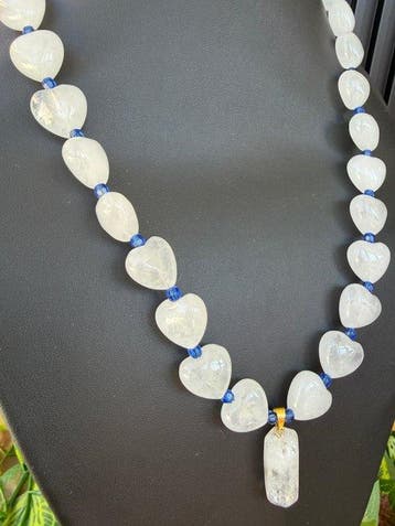 witte kwarts en Miyuki - Ketting met hanger - Rekeningen in