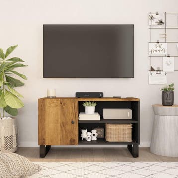 vidaXL Tv-meubel 80x33x46 cm massief mangohout en bewerkt, Minder dan 50 cm, Verzenden, Nieuw, Minder dan 100 cm
