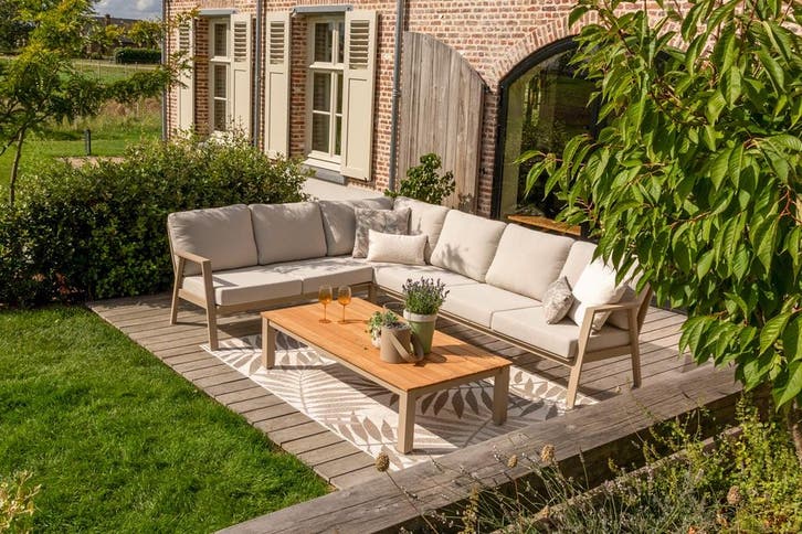 VDG Viento/Mindo hoek loungeset - Latte, Tuin en Terras, Tuinsets en Loungesets, Loungeset, Nieuw, Hout, Verzenden
