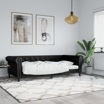 vidaXL Slaapbank 90x200 cm kunstleer zwart, Overige materialen, 90 cm, Eenpersoons, Verzenden